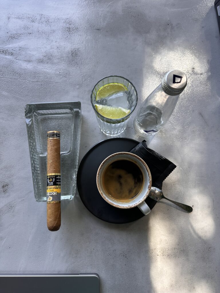 IMG_0897 - smoke.ch Cohiba Ideales with double espresso and sparkling water